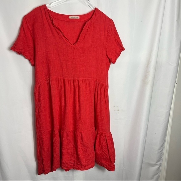 francesca bettini Dresses & Skirts - Francesca Bettini Italy 100% Linen Babydoll Dress Sz Medium 1125